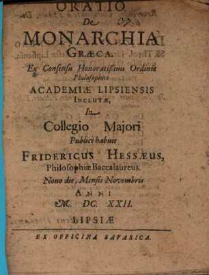 Oratio de monarchia graeca