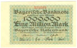 Geldschein, 1 Million Mark, 20.8.1923