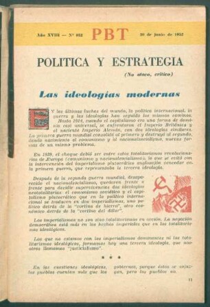 Las ideoligías modernas : Política y estrategia - (No ataco, crítico)