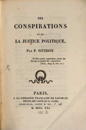 Des conspirations et de la justice politique