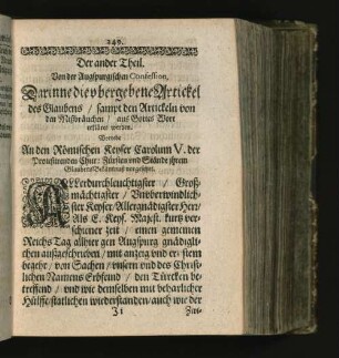 [Vorrede der Augspurgischen Confession, Der erste - Dritte Artickel der Augspurgischen Confession.]