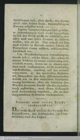 Vorrede zum ersten Bande insbesondere