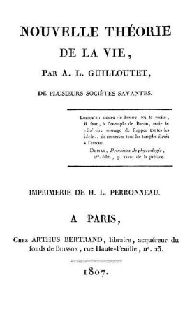 Nouvelle théorie de la vie