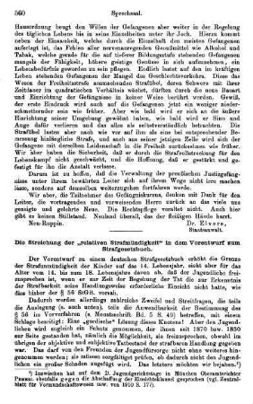 560-562, Die Streichung der "relativen Strafmündigkeit" in dem Vorentwurf zum Strafgesetzbuch