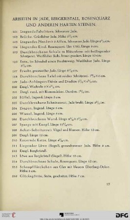 Arbeiten in Jade, Bergkristall, Rosenquarz und anderen harten Steinen (Nr. 191-216)