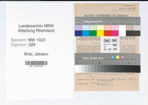 Entnazifizierung Johann Britz , geb. 01.02.1898 (Polizeibeamter)
