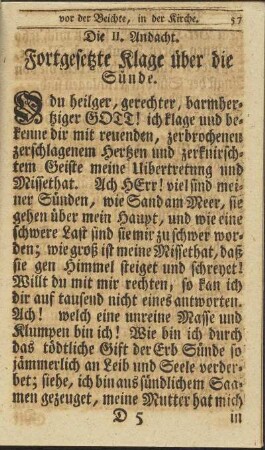 Die II. Andacht. Fortgesetzte Klage über die Sünde