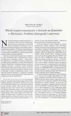 59: Włoski tryptyk renesansoy w kościele na Kamionku w Warszawie : problemy ikonografii i autorstwa
