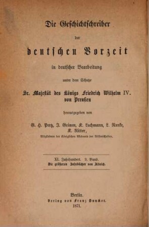 Die größeren Jahrbücher von Altaich