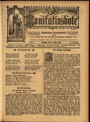 Erste Ausgabe vom Sonntag, den 27. März 1904.