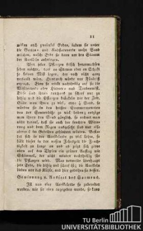 Gewinnung u. Aussaat des Saamens [!].