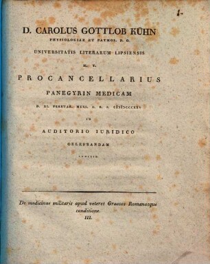 De medicinae militaris apud Graecos Romanosque conditione III