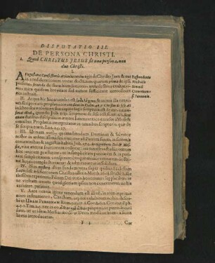 Disputatio III. De Persona Christi.