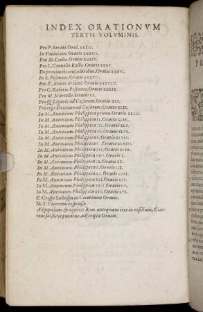 Index Orationum Tertii Voluminis.