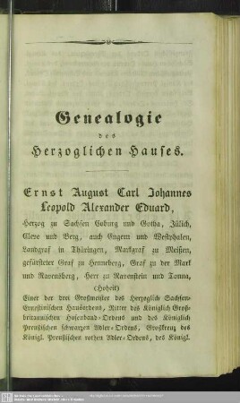 Genealogie des Herzoglichen Hauses