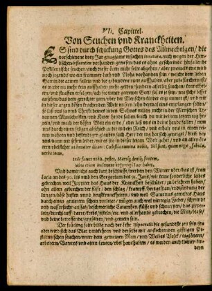 VII. Capittel. Von Seuchen und Kranckheiten.
