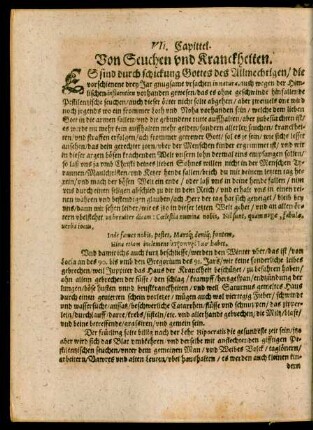 VII. Capittel. Von Seuchen und Kranckheiten.