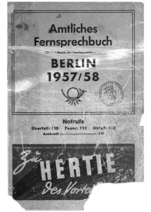 1957/1958: Amtliches Fernsprechbuch für den Bezirk der Landespostdirektion Berlin
