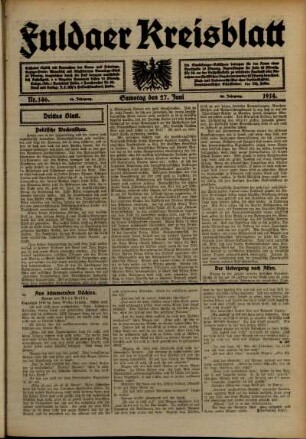 Dritte Ausgabe vom Samstag, den 27. Juni 1914.