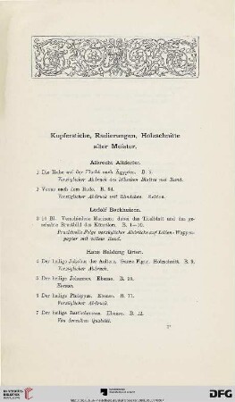 Kupferstiche, Radierungen, Holzschnitte alter Meister (Nr. 1-35)