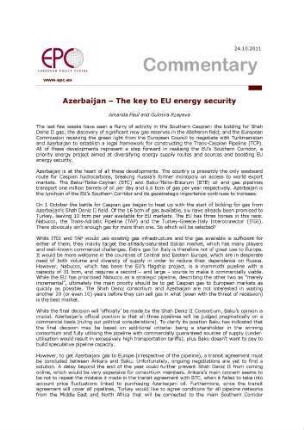Azerbaijan : the key to EU energy security