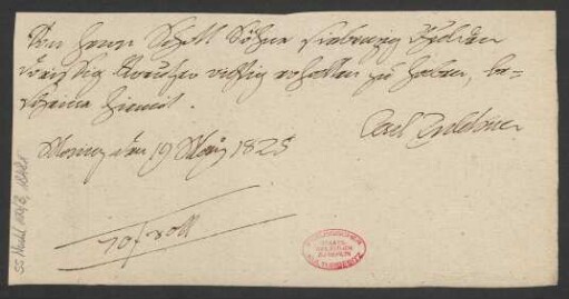 Quittung über 27 Gulden : 19.05.1825