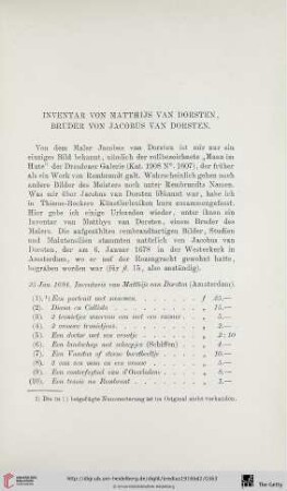Inventar von Matthijs van Dorsten, Bruder von Jacobus van Dorsten