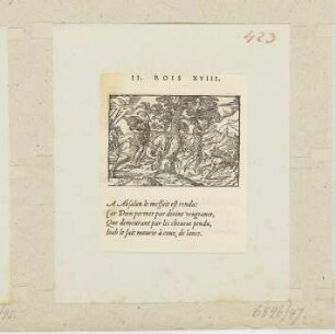 Joab tötet Absalom, aus: Claude Paradin, "Quadrins historiques de la Bible", Lyon 1558