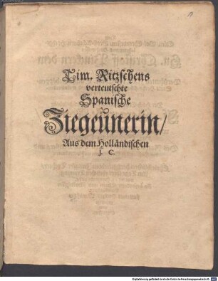 Tim. Ritzschens verteutschte Spanische Ziegeunerin