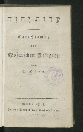 Catechismus der Mosaischen Religion