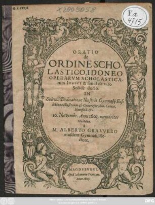 Oratio de Ordine Scholastico, Idoneo Operarum Scholasticarum Iudice & simul de viro Solide docto