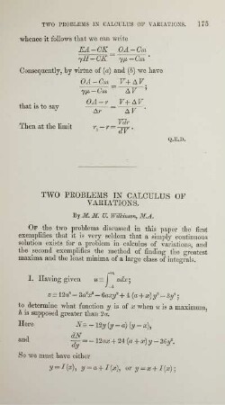Two problems in calculus of variations.