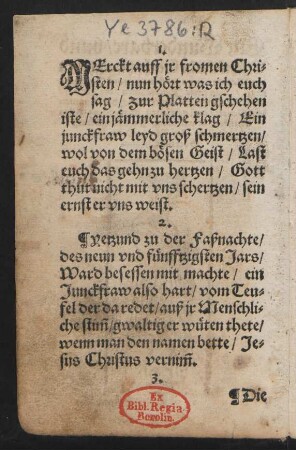 MErckt auff jr fromen Chri=||sten/ nun hört was ich euch || sag/