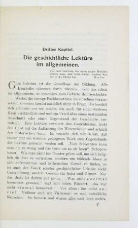 Drittes Kapitel. Die geschichtliche Lektüre im allgemeinen
