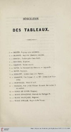 Designation des tableaux