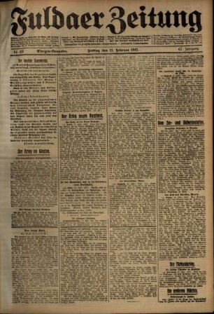 Erste Ausgabe vom Freitag, den 12. Februar 1915.