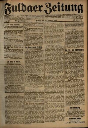 Erste Ausgabe vom Freitag, den 12. Februar 1915.