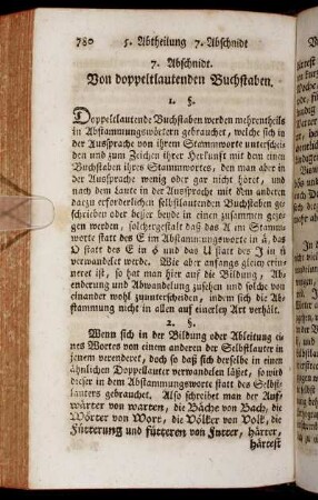 7. Abschnidt. Von doppeltlautenden Buchstaben.