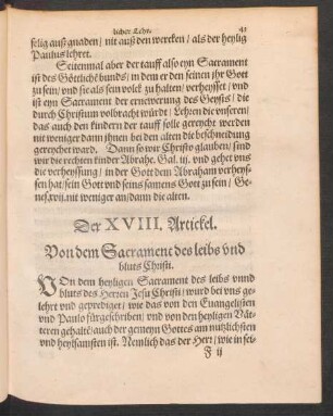 Der XVIII. Artickel.