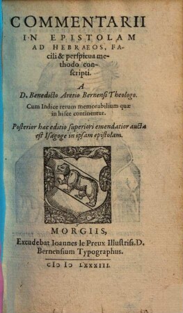 Commentarii In Epistolam Ad Hebraeos : Facili & perspicua methodo conscripti