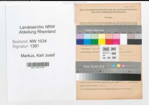 Entnazifizierung Karl Josef Markus , geb. 06.08.1912 (Major)