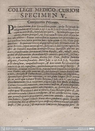 COLLEGII MEDICO-CURIOSI SPECIMEN V.