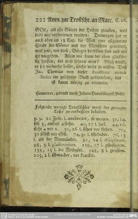 Folgende wenige Druckfehler wird der geneigte Leser zu verbessern belieben