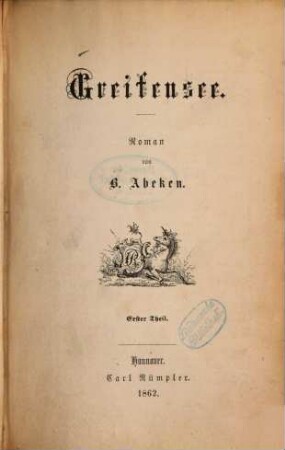 Greifensee : Roman von B. Abeken. 1