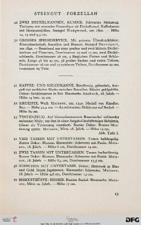 Steingut – Porzellan (Nr. 49-65)
