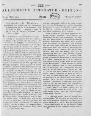 Hagenbach, K. R.: Encyklopädie und Methodologie der theologischen Wissenschaften. Leipzig: Weidmann 1845