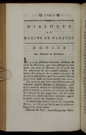 Dialogue De Maxime De Madaure. Notice Sur Maxime de Madaure.