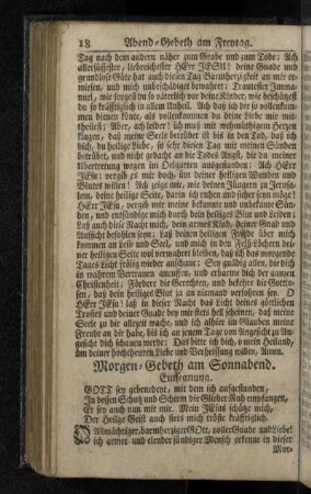 Morgen-Gebeth am Sonnabend.