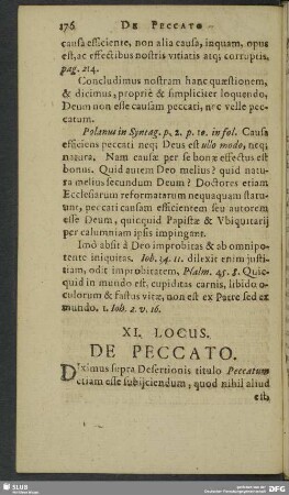 XI. Locus. De Peccato