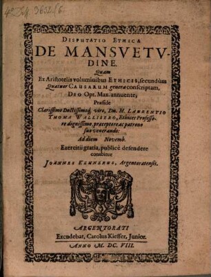 Disp. eth. de mansuetudine